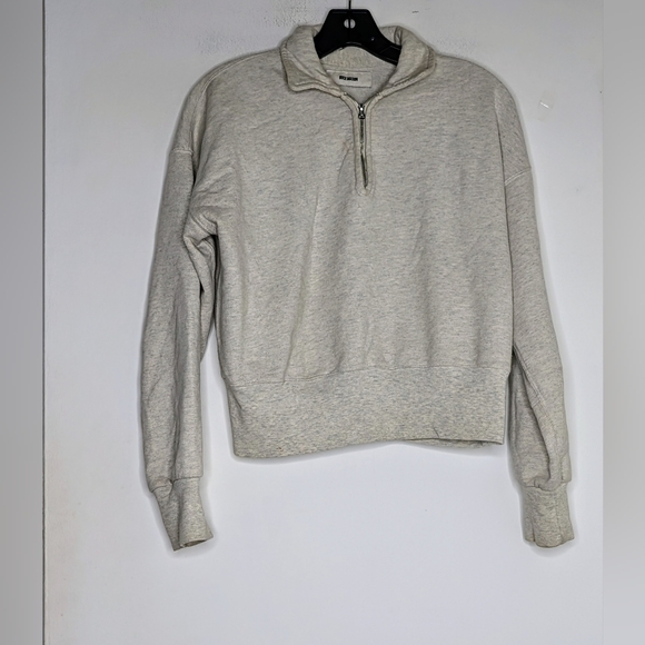 Buck Mason Tops - Buck Mason • VINTAGE INTERLOOP HALF-ZIP SWEATSHIRT in Heather Gray